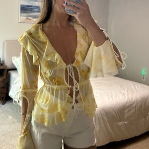 Yellow Floral Women's Top